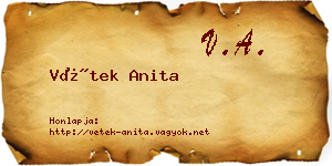 Vétek Anita névjegykártya