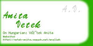 anita vetek business card